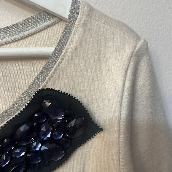 LAVENDER LABEL by VERA WANG Gemstone Collar Wool 3/4 Sleeve Top SZ 2 - Picture 5 of 5